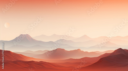 Minimalist Art Depicting a Serene Desert Landscape