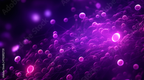 Graphically simulates cell behavior using the color purple as a base.