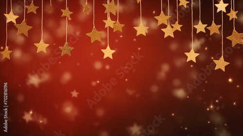 Golden starry decorations for festive holidays theme
