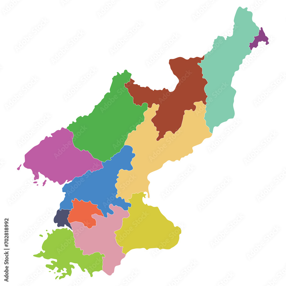 North Korea map. Map of North Korea in administrative provinces