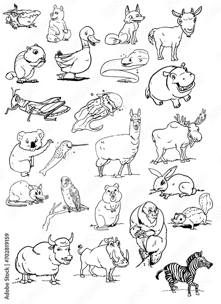 set of animals cartoons