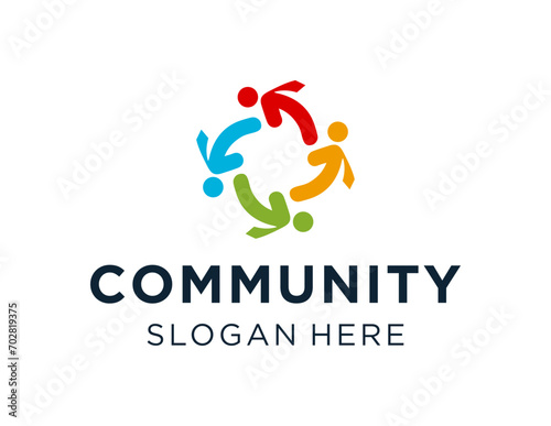 The logo design is about Community and was created using the Corel Draw 2018 application with a white background.