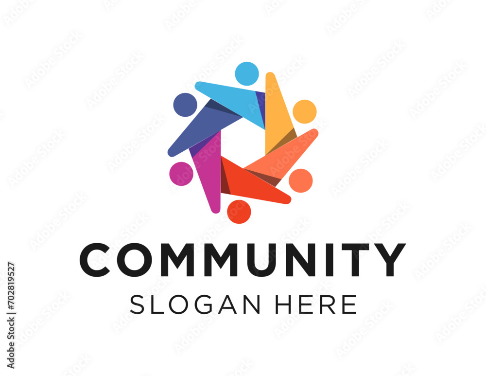 The logo design is about Community and was created using the Corel Draw 2018 application with a white background.