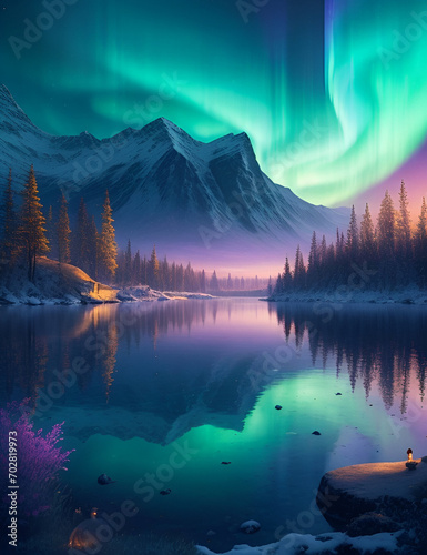wallpaper shimmering colors of the Northern Lights