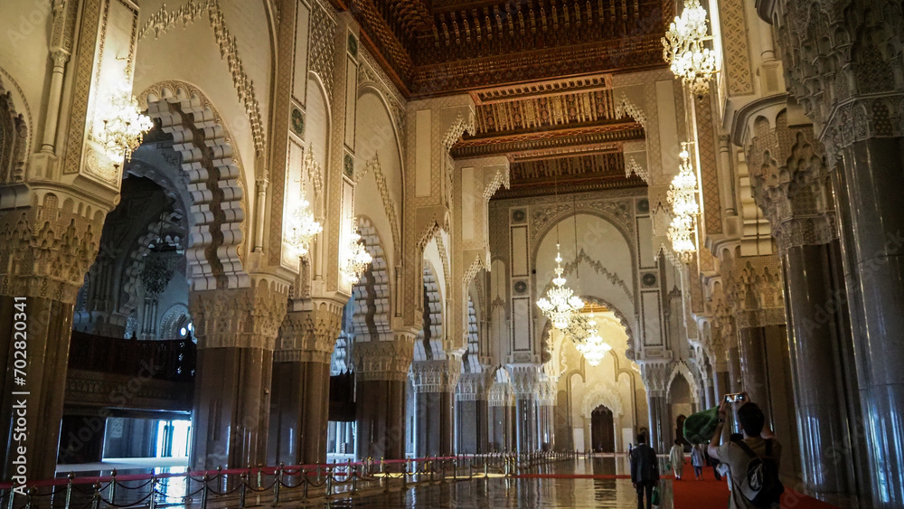 The architecture of Hassan II Mosque in Casablanca, Morocco