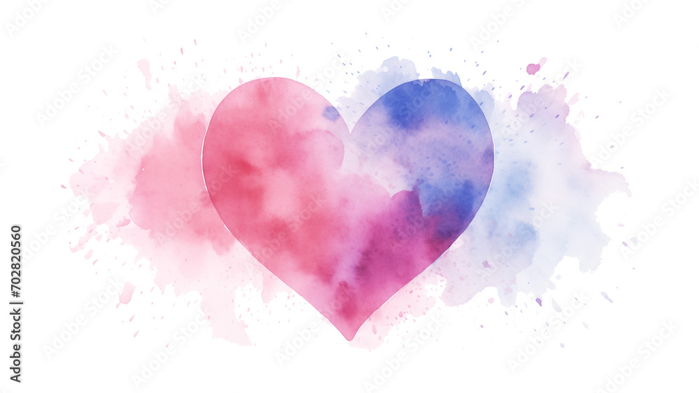 Watercolor heart. Heart in watercolor style. Colorful heart. Love symbol on transparent background