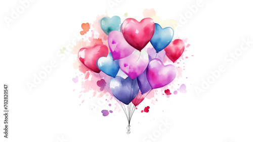 Heart balloon in watercolor style. Balloon in heart shape in watercolor style. Transparent background