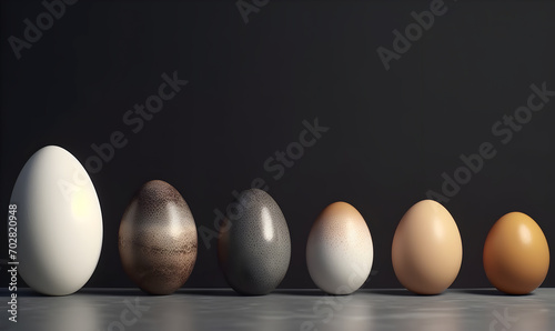 Comparison of different bird species eggs. Edited AI illustration.