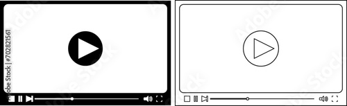 outline silhouette Video player interface set