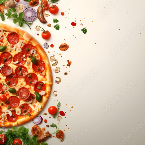 illustration of a pizza with vegetables social media post, ads, restaurant