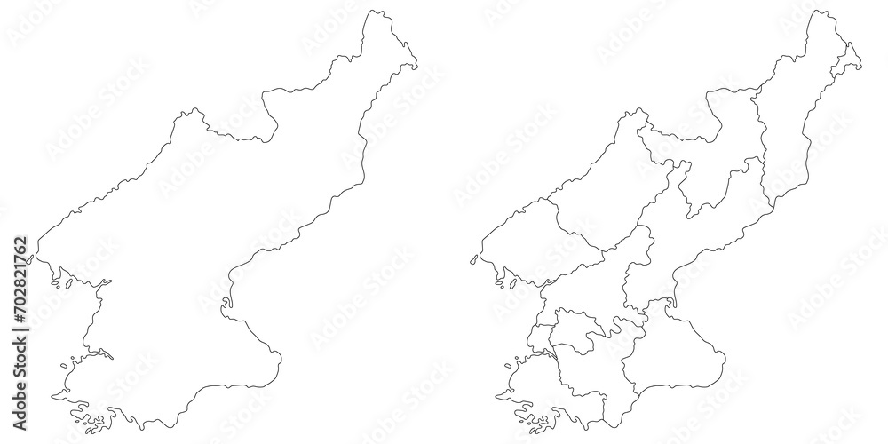 North Korea map. Map of North Korea in set