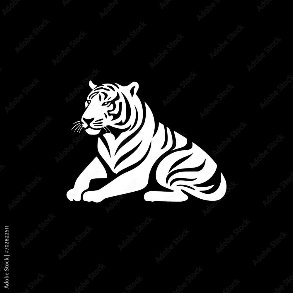 Obraz premium Tiger - Black and White Isolated Icon - Vector illustration