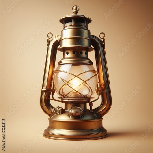 old oil lamp on simple background 