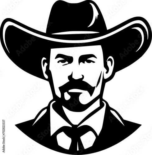 Western - Black and White Isolated Icon - Vector illustration