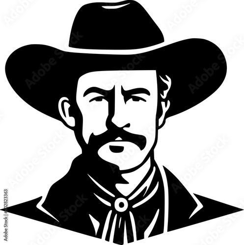 Western - Black and White Isolated Icon - Vector illustration