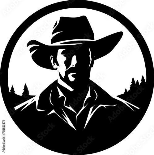 Western - Black and White Isolated Icon - Vector illustration