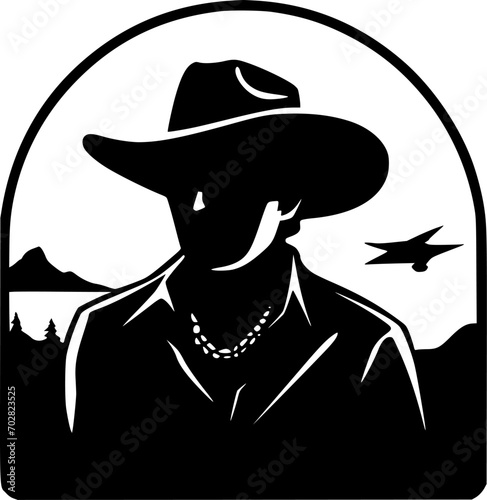 Western - Minimalist and Flat Logo - Vector illustration