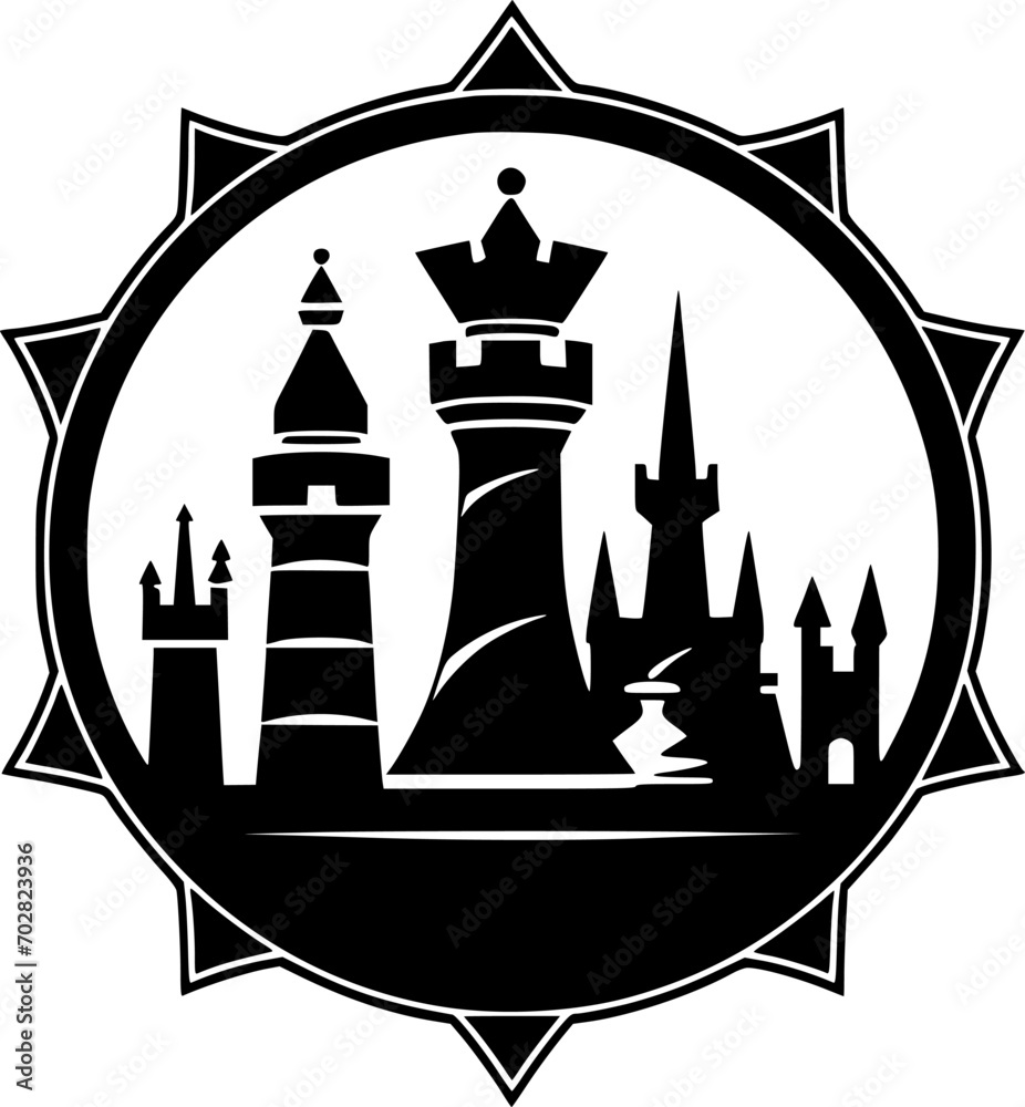 Chess | Black and White Vector illustration Chess | Black and White Vector illustration