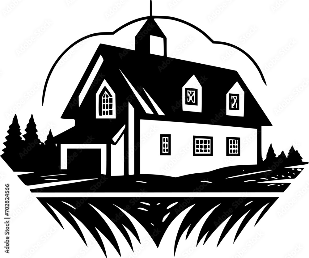 Farmhouse - Minimalist and Flat Logo - Vector illustration