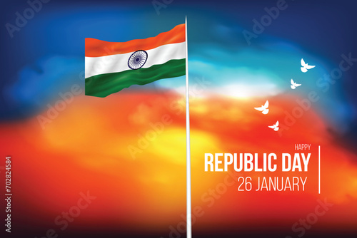 Vector illustration Happy republic day of India with National flag vector illustration