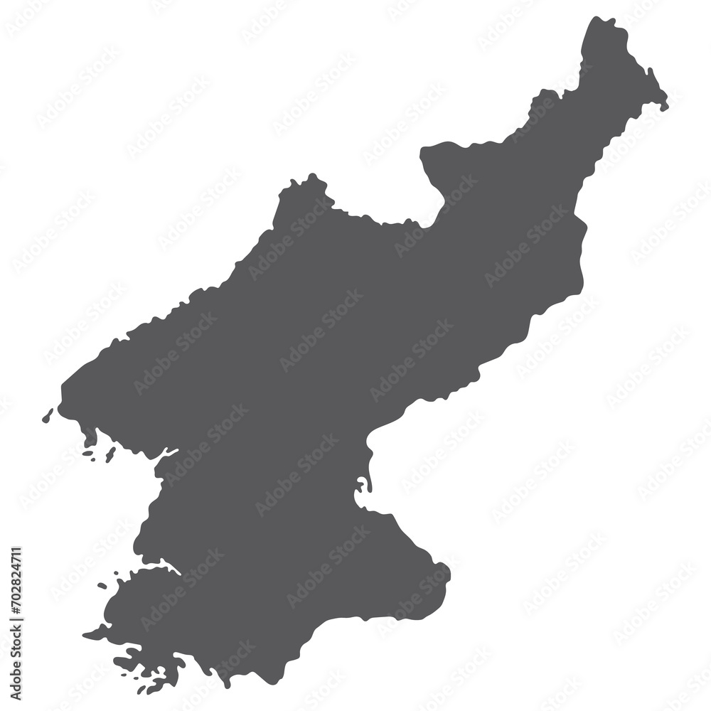 North Korea map. Map of North Korea in grey color