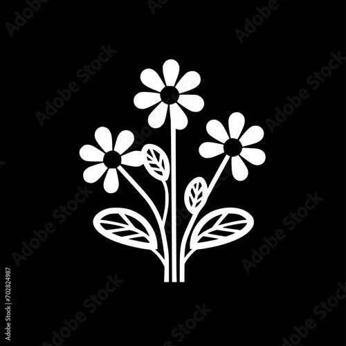 Flowers - Black and White Isolated Icon - Vector illustration