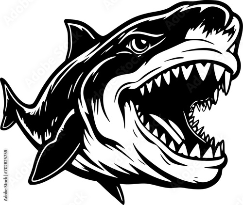 Shark - Black and White Isolated Icon - Vector illustration © CreativeOasis