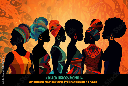 Black History Month. Honoring African heritage. Let's celebrate together: diversity, history and honor. African community memorial art inspired by the past, building the future. Juneteenth concept.