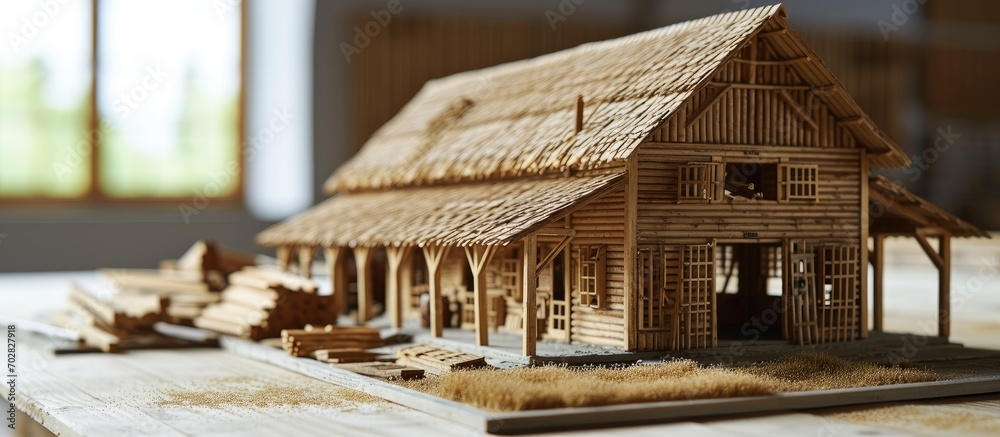 Miniature Model Of Farm Building Unfinished Modellers Needs Wooden 