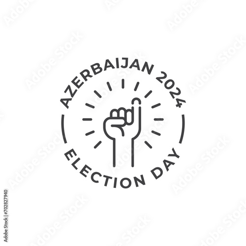 Azerbaijan 2024 election day, voting, raised hand. Vector icon label template photo