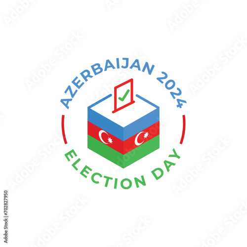 Azerbaijan 2024 election day, voting. Vector icon label template