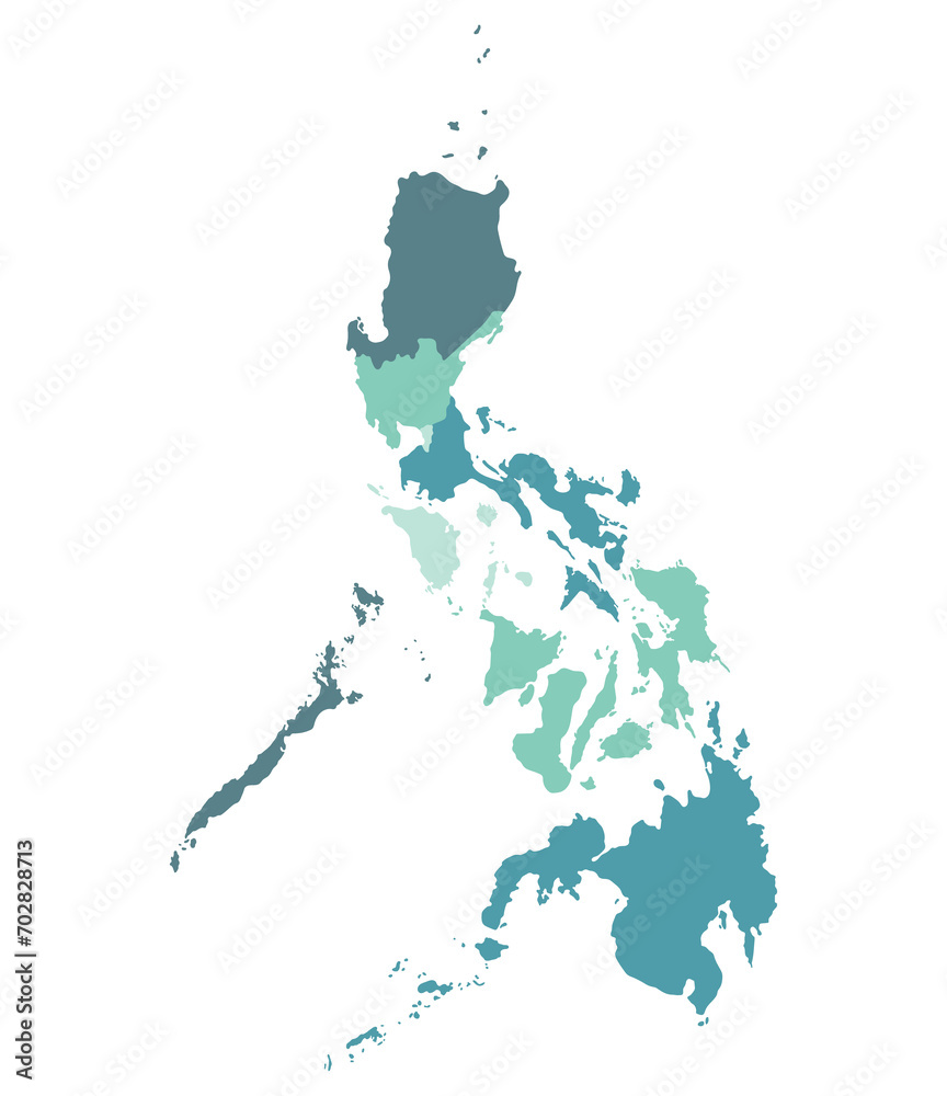 Philippines map. Map of Philippines in eight mains regions