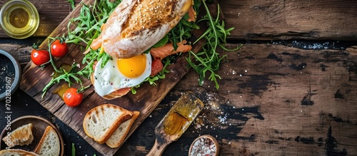 Healthy open salmon sandwic...