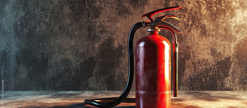 learning how to operate fire extinguisher. with copy space image. Place ...