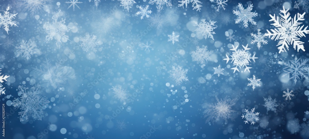 Abstract background with random falling snow flakes on blue background Abstract background with random falling snow flakes on blue background