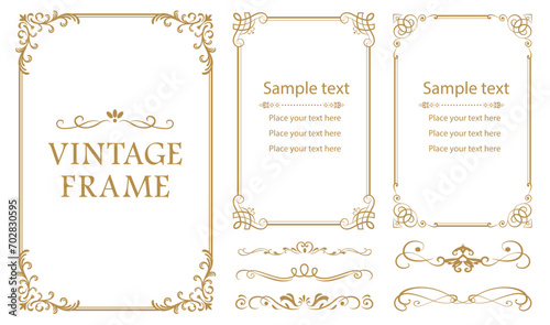 Decorative vector frames and borders. Set of vintage floral ornament. photo