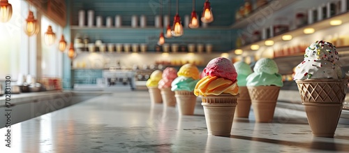 Ice cream in showcase fridg...