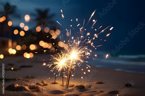 Sparklers at New Year, Christmas, Birthday, Weddings beach party