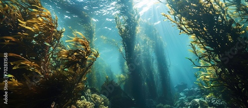 Kelp forest of Anacapa Island Channel Islands National Park. with copy space image. Place for adding text or design photo