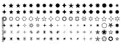 twinkle star, Minimalist silhouette stars icon, twinkle star shape symbols. Modern geometric elements, shining star icons, abstract sparkle black silhouettes symbol set vector illustration,