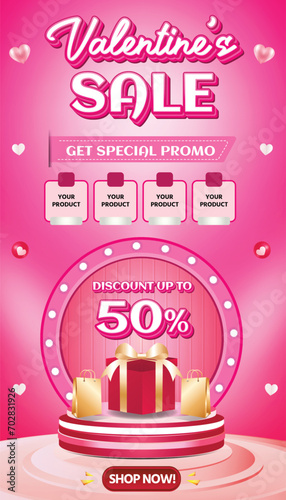 Valentine February Big sale banner discount promotion flyer background payday social media 2