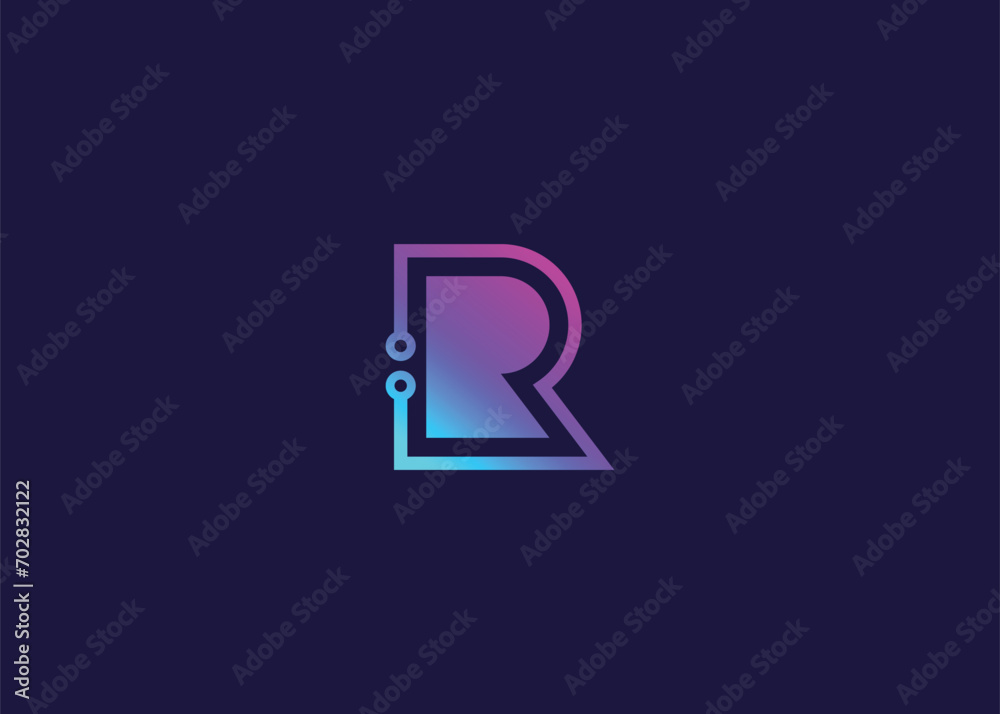 Letter R Technology vector monogram logo design template. Letter R molecule, Science and Bio technology Vector logo Letter R Technology vector monogram logo design template. Letter R molecule, Science and Bio technology Vector logo
