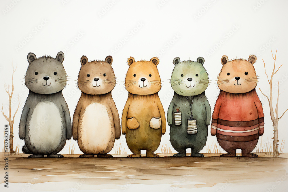 Full body of animal friends beaver Full body of animal friends beaver