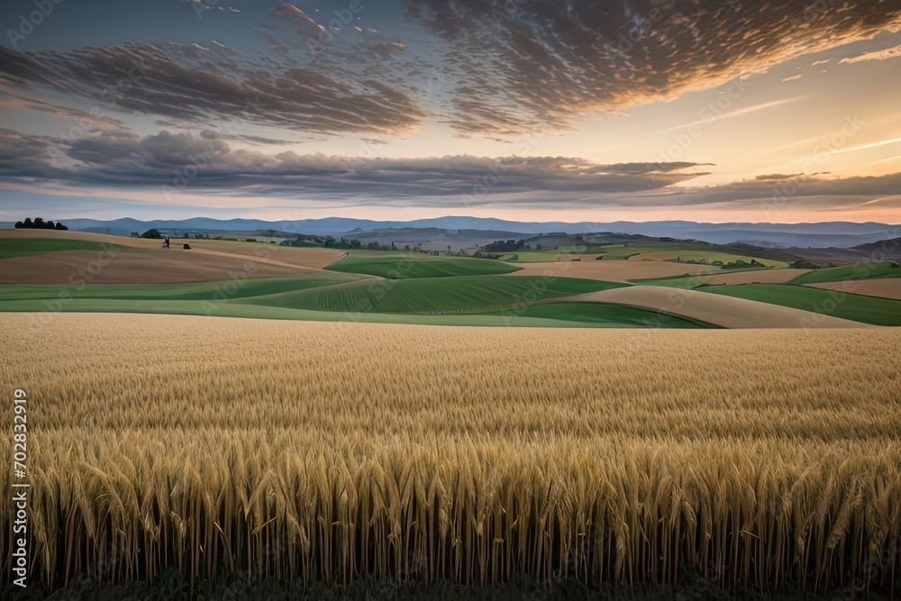 Obraz premium Campi coltivati al tramonto