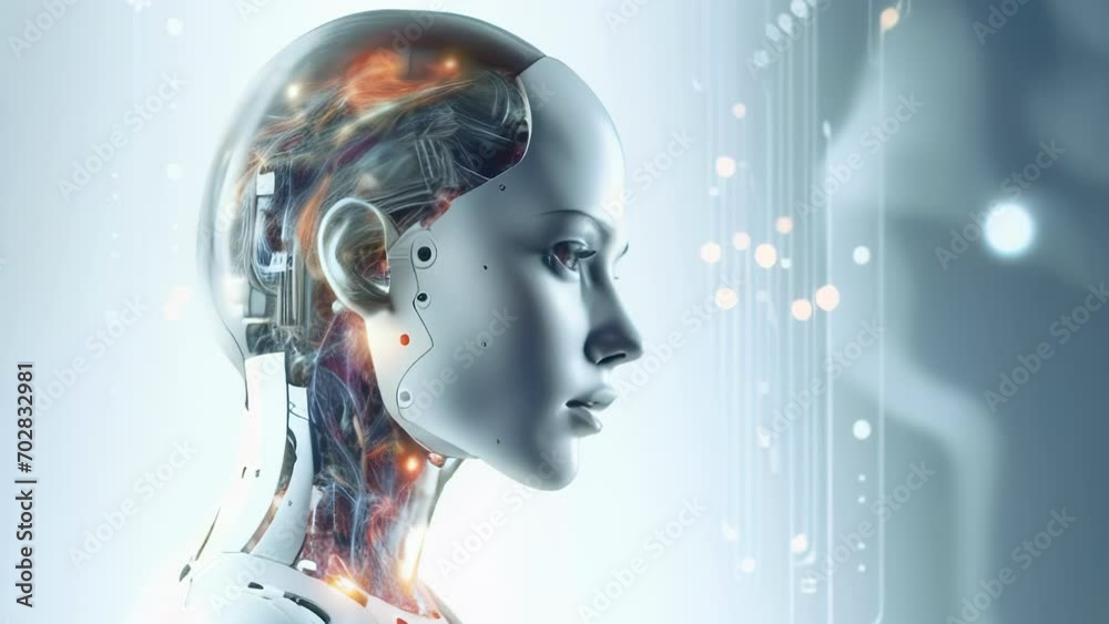 Futuristic cyborg. The concept of the development of modern technologies and their interaction with people. Creative animation. High quality 4K footage Futuristic cyborg. The concept of the development of modern technologies and their interaction with people. Creative animation. High quality 4K footage