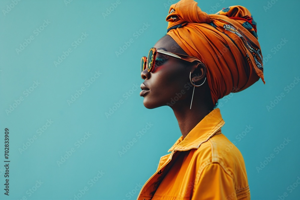 Fototapeta premium a modern woman with futuristic sunglasses and cool jacket