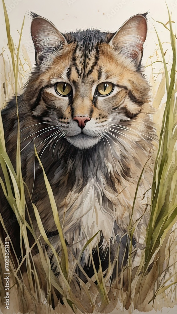 Obraz premium cat in grass