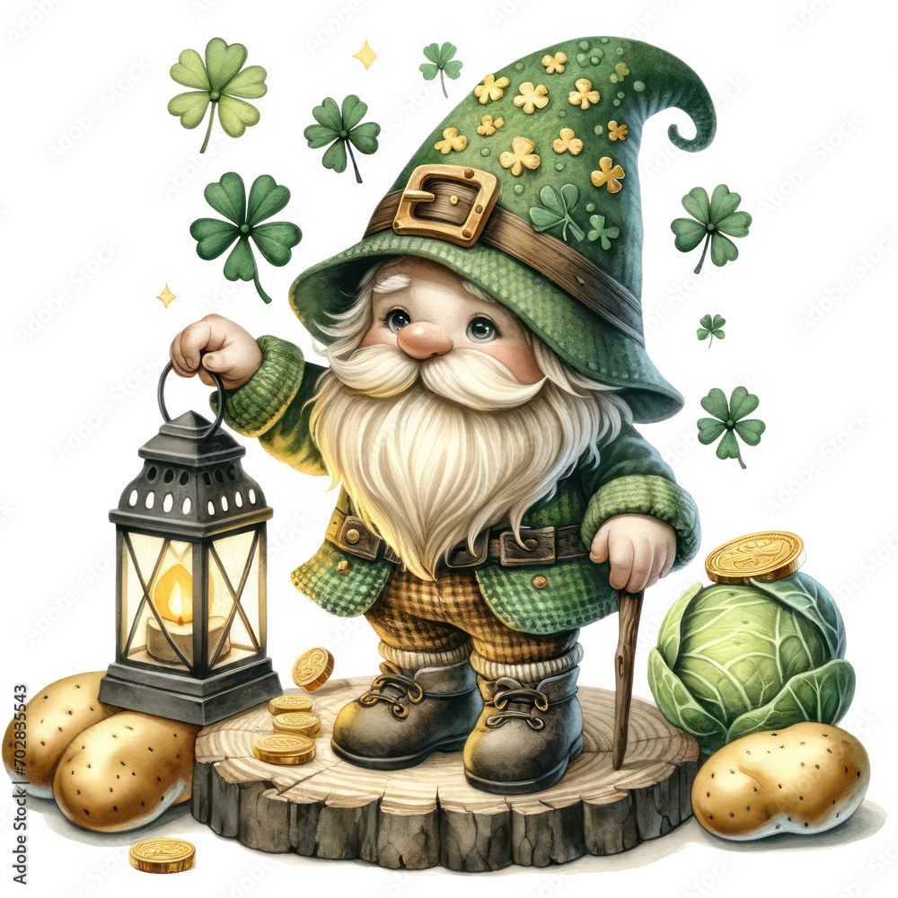 Cute Gnome St Patrick's Day Clipart Illustration