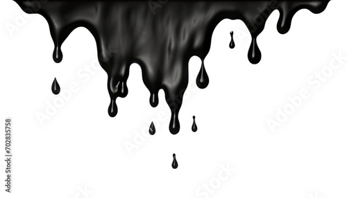 black ink dripping isolated on transparent background cutout