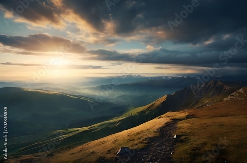 top of the mountain cinematic view  nature beauty
